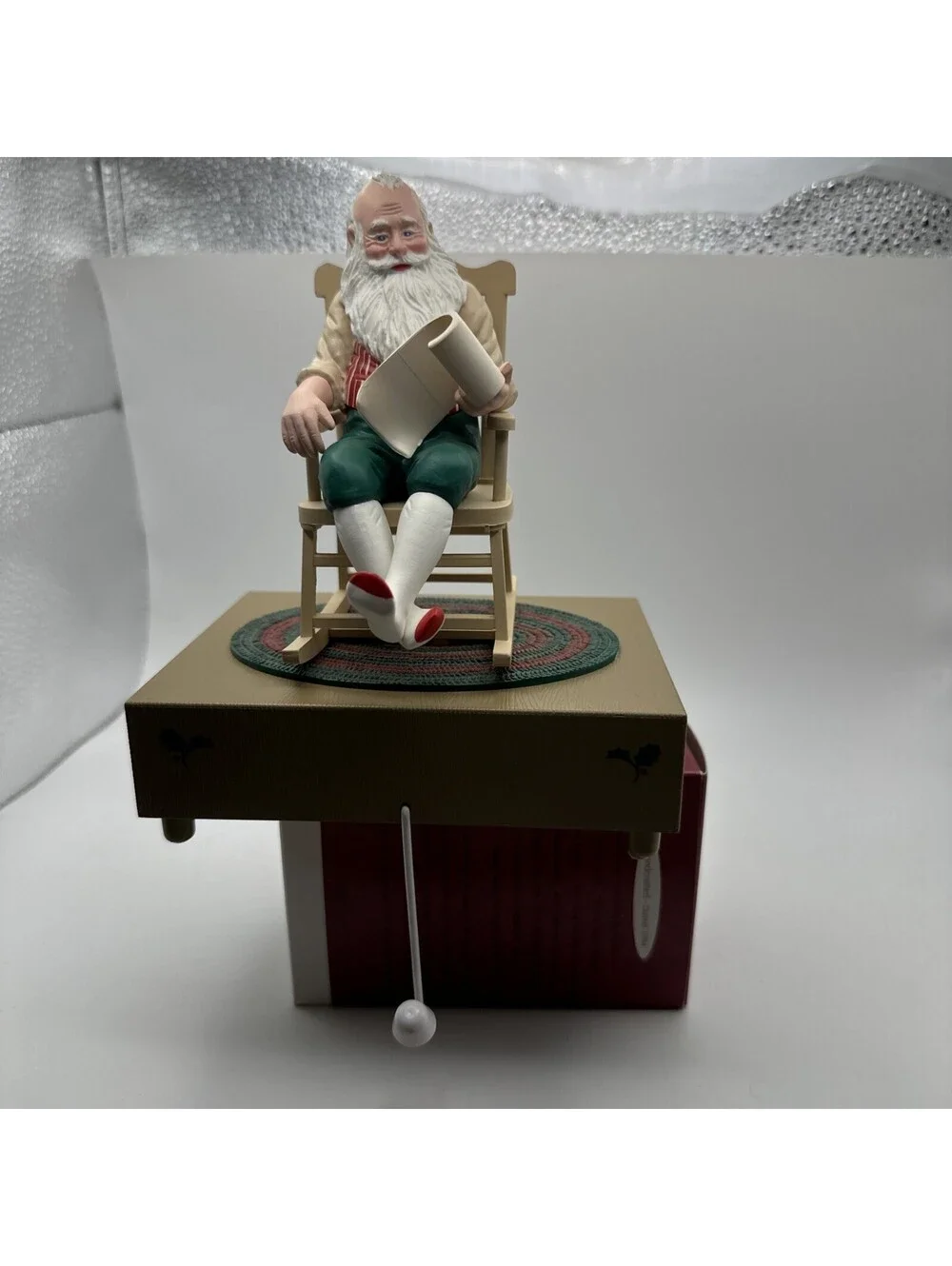 Hallmark Vtg. Santa’s List Rocker Wind Up Stocking Holder